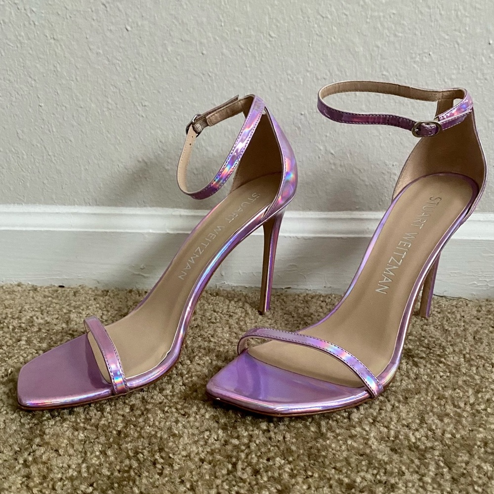 Stuart Weitzman Nudist Curve Iridescent Pink Heels Amatista US 12 - Picture 2 of 9